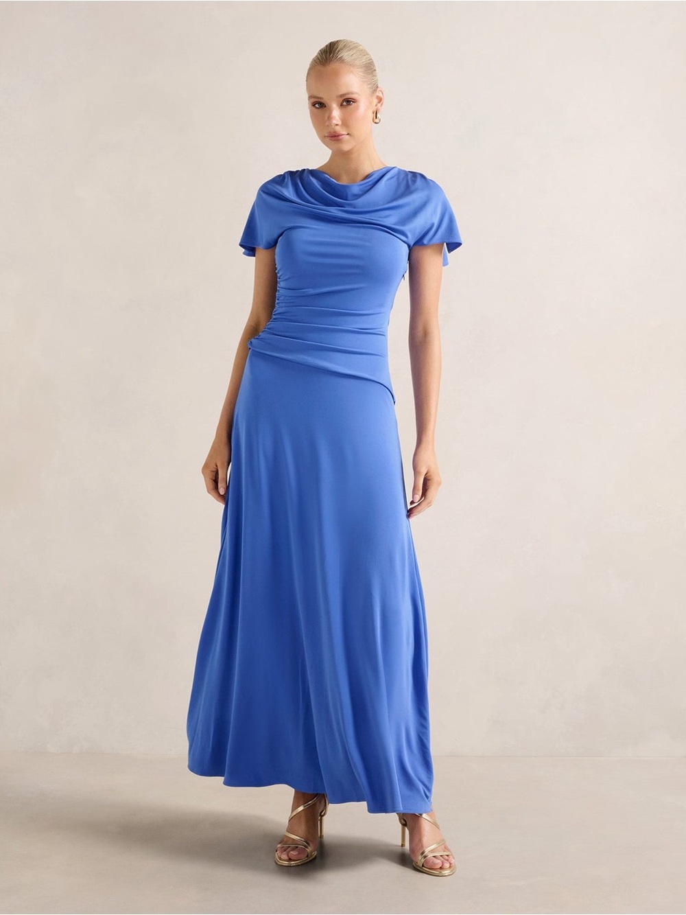 Forever New Gemini High Neck Jersey Maxi Dress 8 Cornflower Breeze NWT - Picture 2 of 10